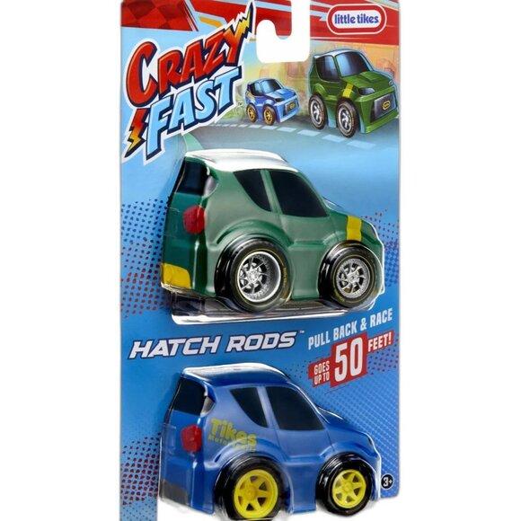 Little Tikes Crazy Fast 2 Pack Hatch Rods Cars Pull Back Race Up To 50 Feet NEW - Picture 1 of 7